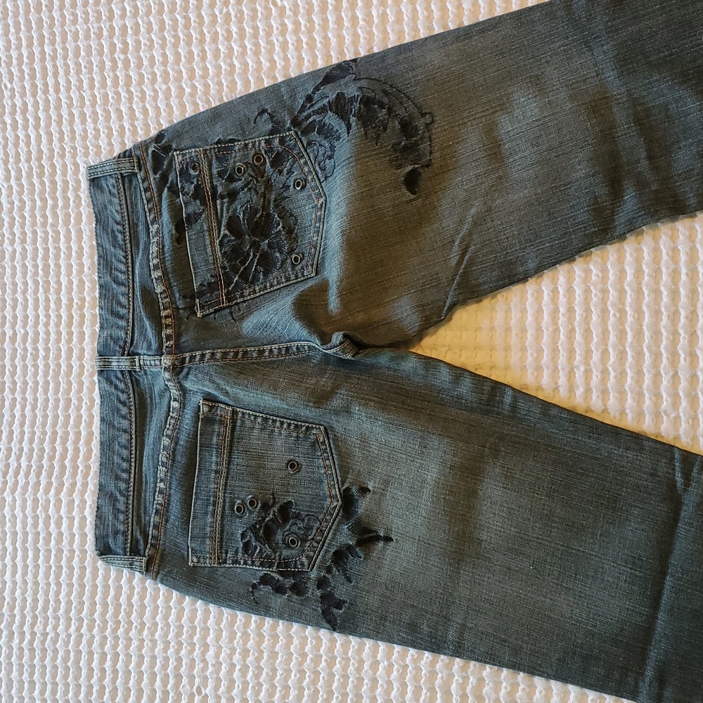 Embroidered Button Fly Jeans - Picture 4 of 14